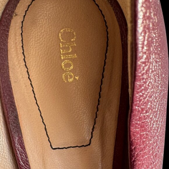 Chloé Beckie Block Heel Pumps – Burgundy Leather, Size 39 - Picture 3 of 9
